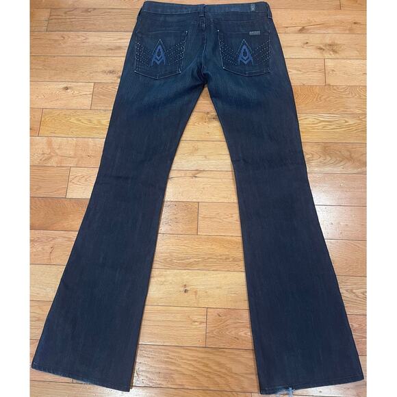 7 For‎ All Mankind A Pocket Dark Wash Denim flare Jeans Embellished Womens Sz 28 - Picture 1 of 8